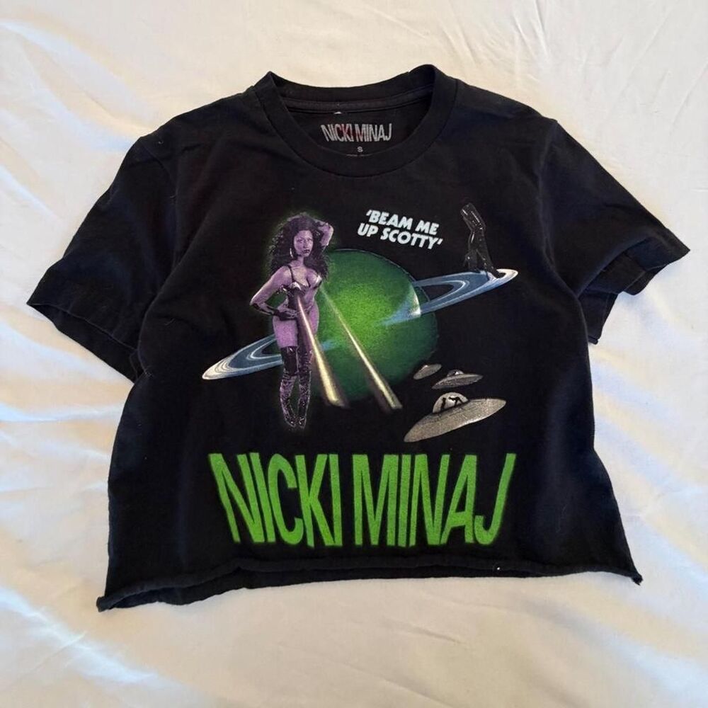 Nicki Minaj Scotty Cropped Graphic T-Shirt Black Tour Merch – Size S